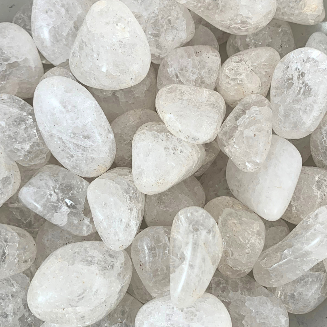 Quartz, Crackle Tumbled Stones - Rounded Free Form