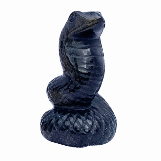 Goldsheen Obsidian Snake Carving