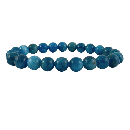 Blue Apatite Round Bead Bracelet