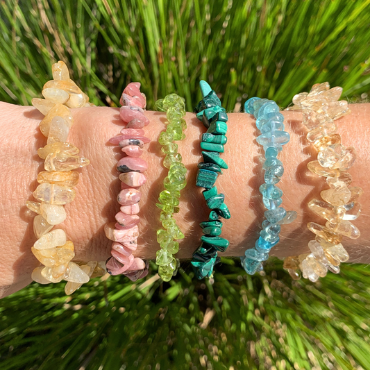 Apatite, Light Blue Chip Bracelets - Round Chip