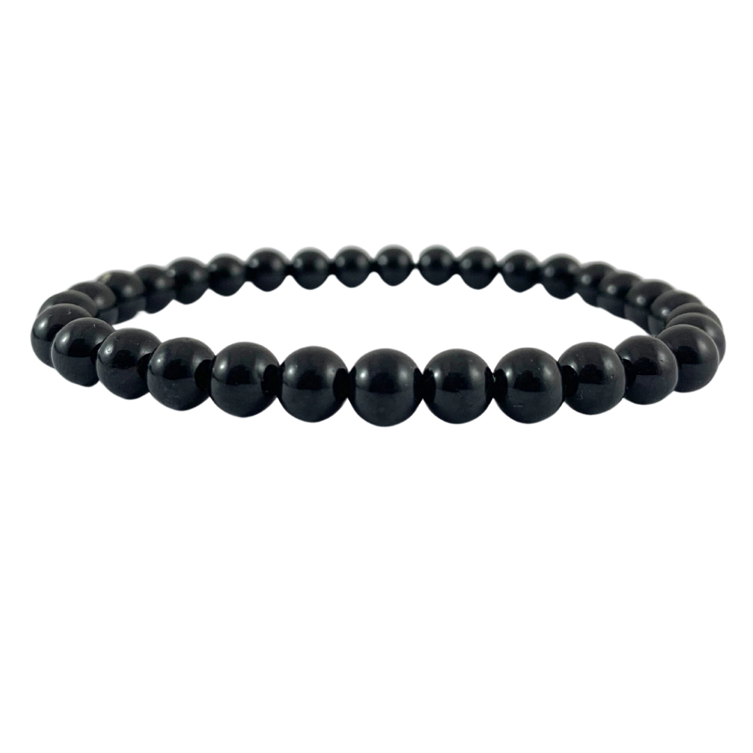 Tourmaline, Black Round Bead Bracelet