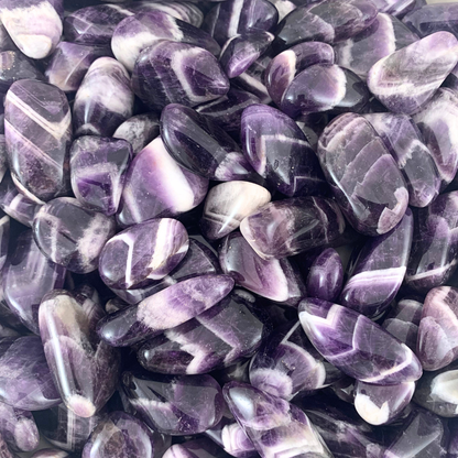 Amethyst, Chevron Tumbled Stones - Medium Rounded Free Form