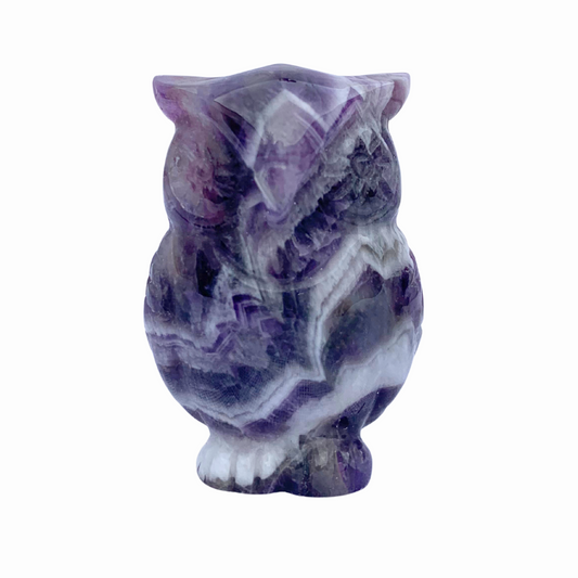Chevron Amethyst Owl Carving