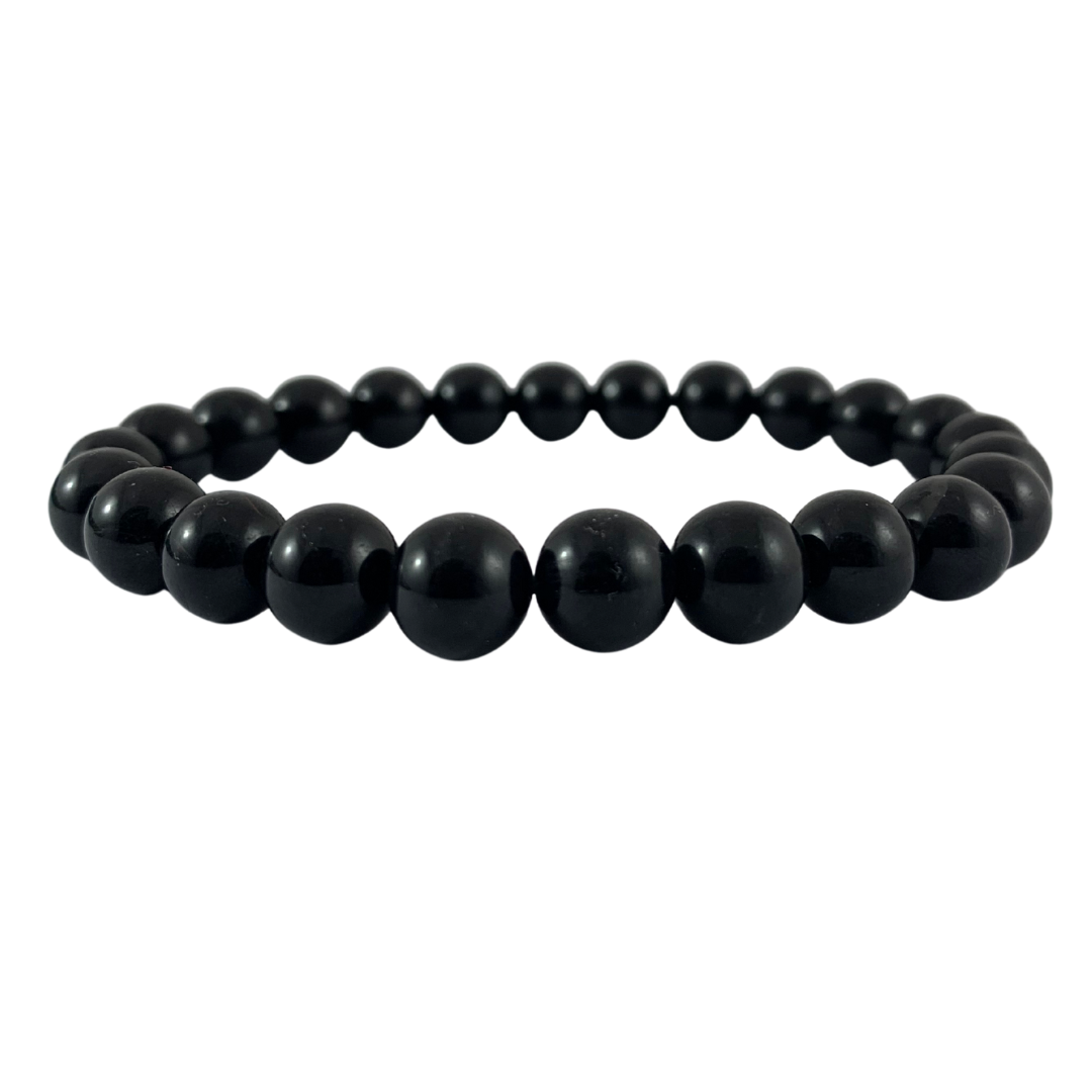 Tourmaline, Black Round Bead Bracelet