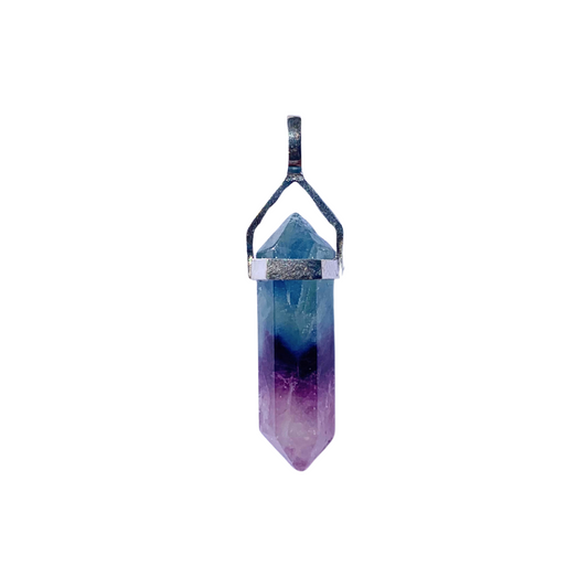 Fluorite, Rainbow Double Terminated Sterling Silver Pendant