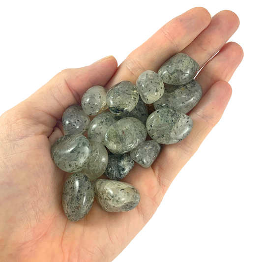 Green Tourmaline in Quartz Tumbled Stones