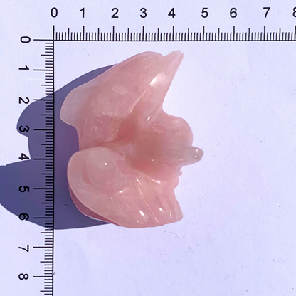 Quartz, Rose Duo Dolphin Carvings