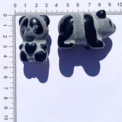 Obsidian, Black Panda Carvings - Standing