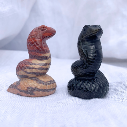 Goldsheen Obsidian Snake Carving