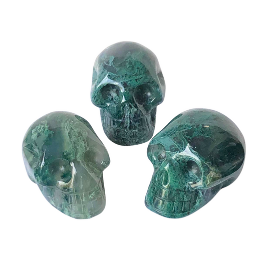 Moss Agate Skulls