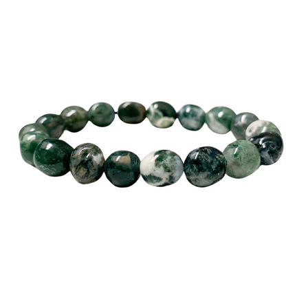 Agate, Moss Tumbled Stone Bracelet