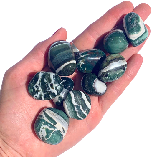 Sardonyx, Green Tumbled Stones