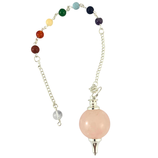 Quartz, Rose Chakra Pendulum - 3 in 1 Bracelet, Pendant and Pendulum