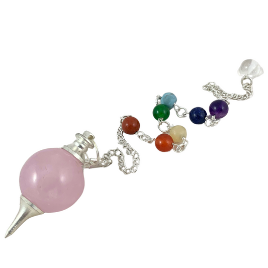 Quartz, Rose Chakra Pendulum - 3 in 1 Bracelet, Pendant and Pendulum