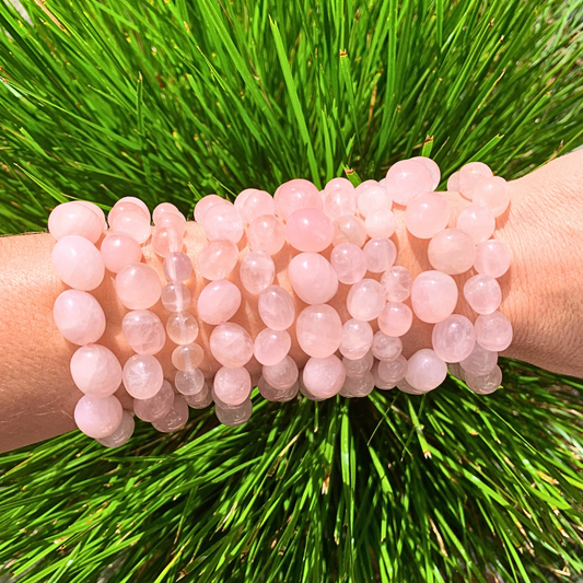 Quartz, Rose Tumbled Stone Bracelets - Irregular