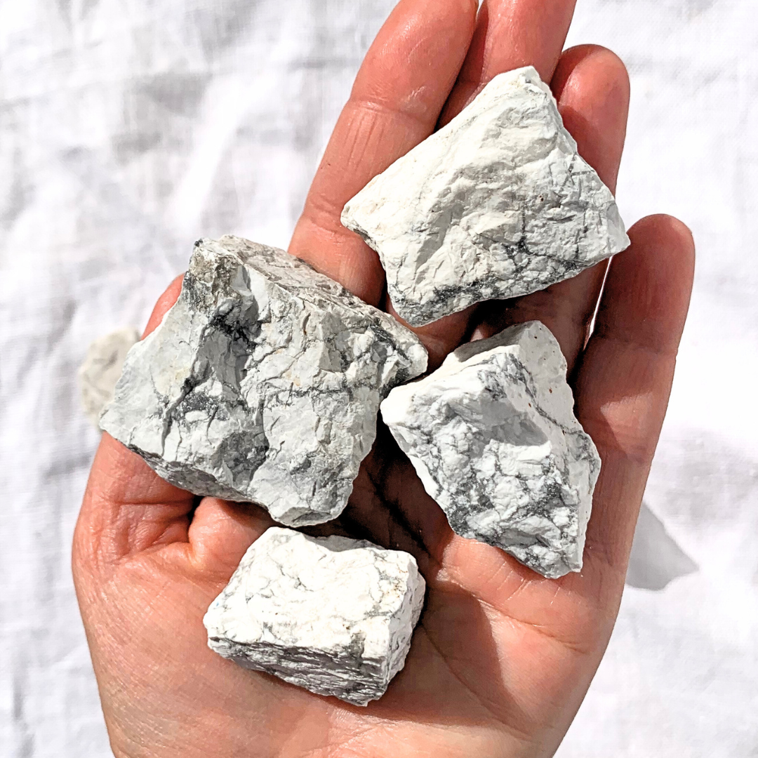 White Howlite Rough Stones – Cosmic Crystals