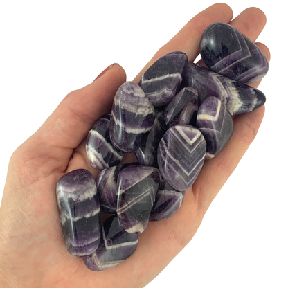 Amethyst, Chevron Tumbled Stones - Large Rounded Free Form