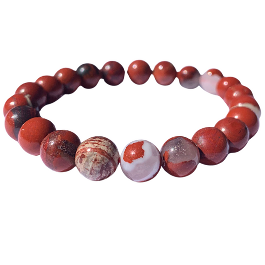 Jasper, Poppy Round Bead Bracelet