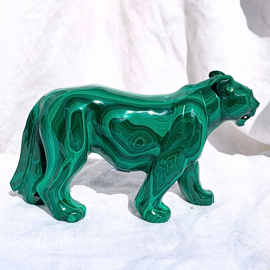 Malachite Panther Carvings - Large