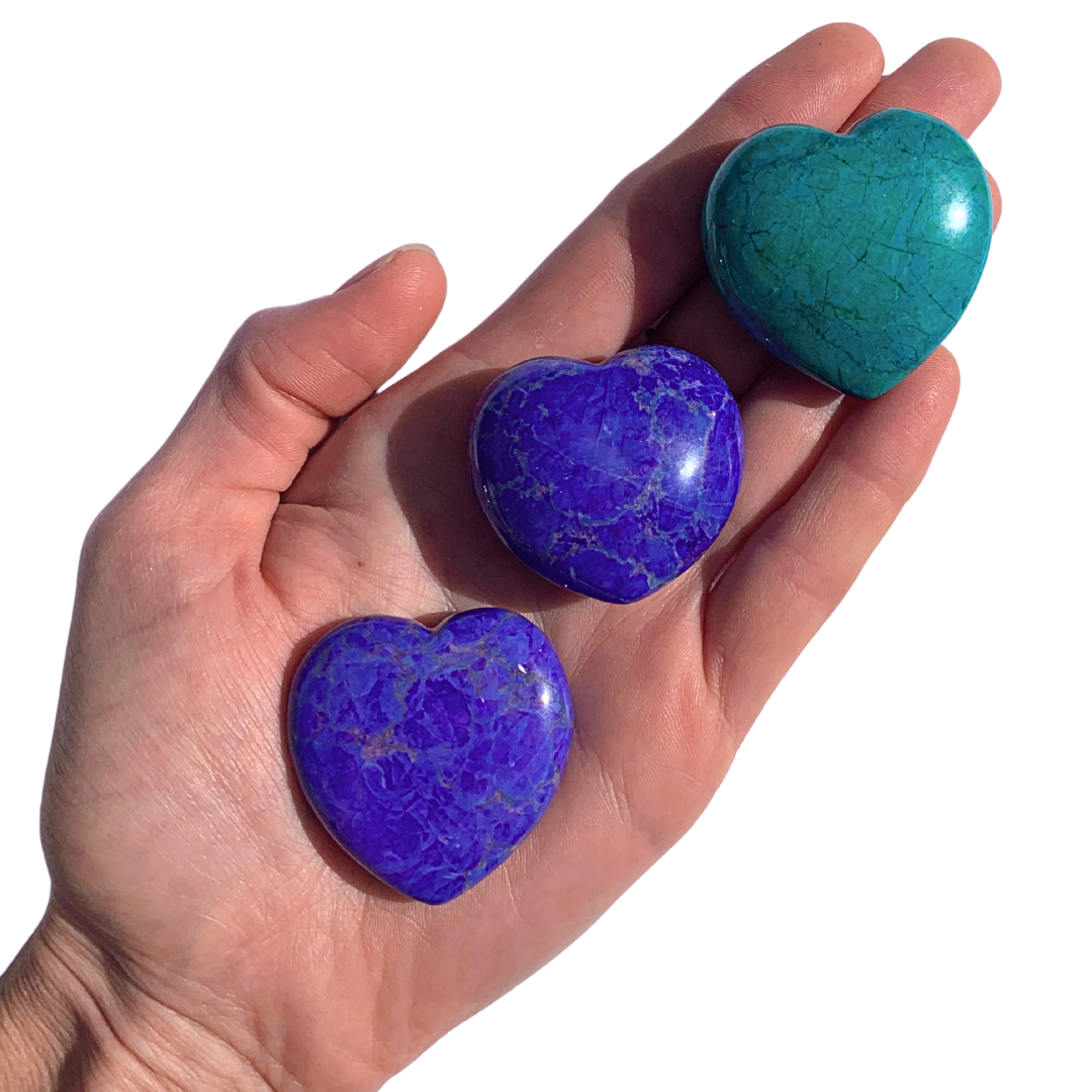 Howlite, Chrysocolla Hearts