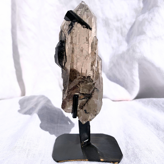 Citrine, Natural with Black Tourmaline - Medium On Stand