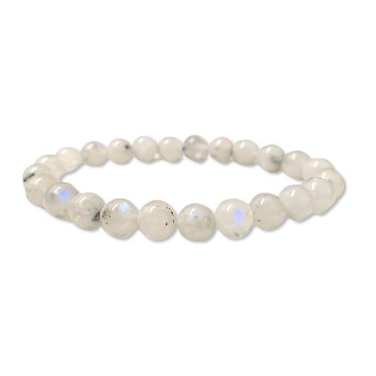 Moonstone, Rainbow AA Round Bead Bracelet