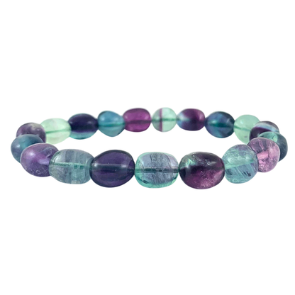 Fluorite, Rainbow Tumbled Stone Bracelet - AA Grade