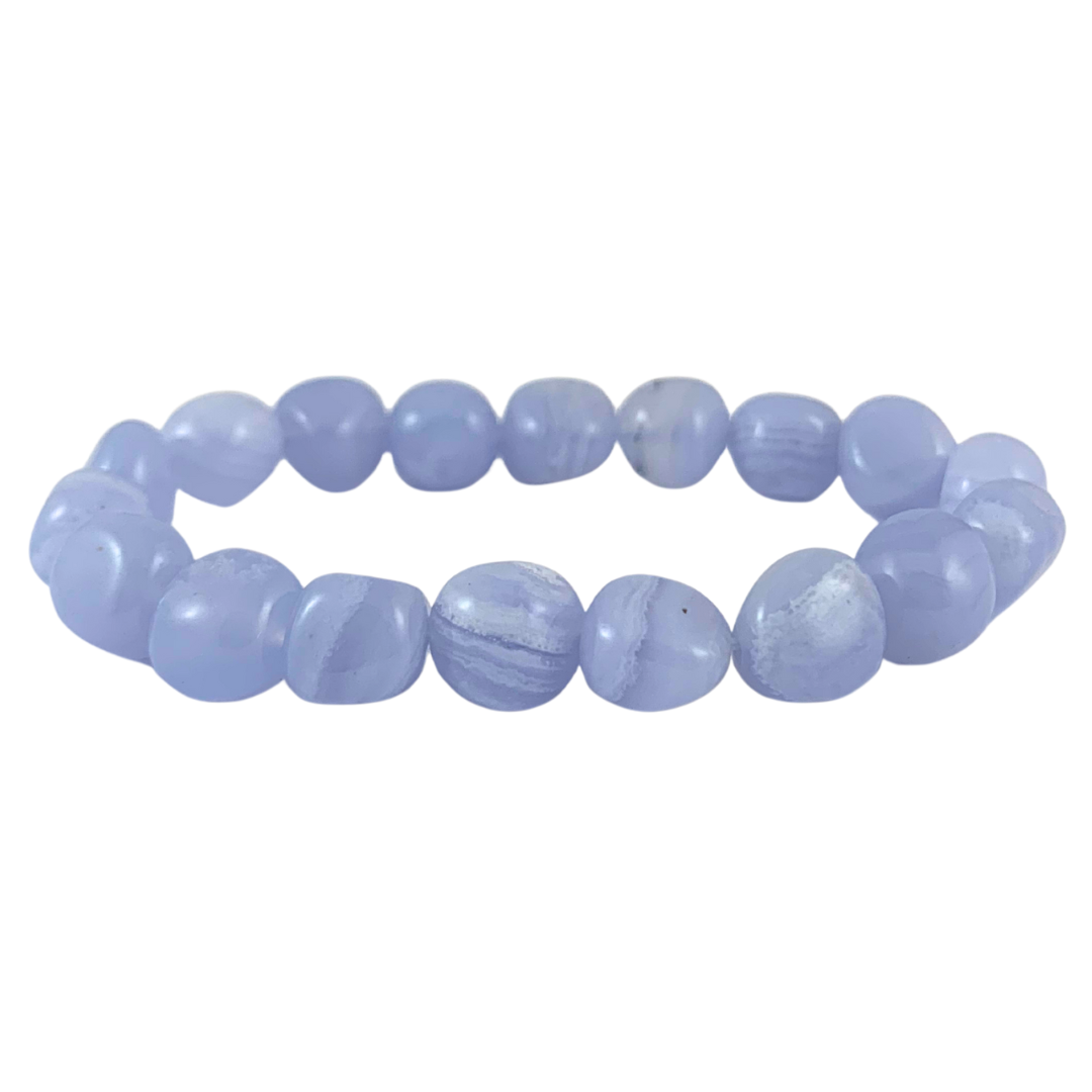 Agate, Blue Lace Tumbled Stone Bracelet