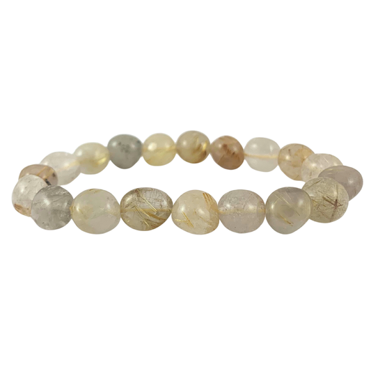 Quartz, Rutilated Tumbled Stone Bracelets