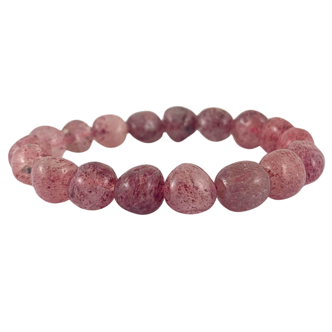 Quartz, Strawberry Tumbled Stone Bracelet