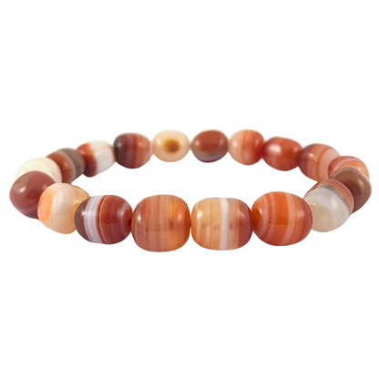 Carnelian with Stripe Tumbled Stone Bracelet