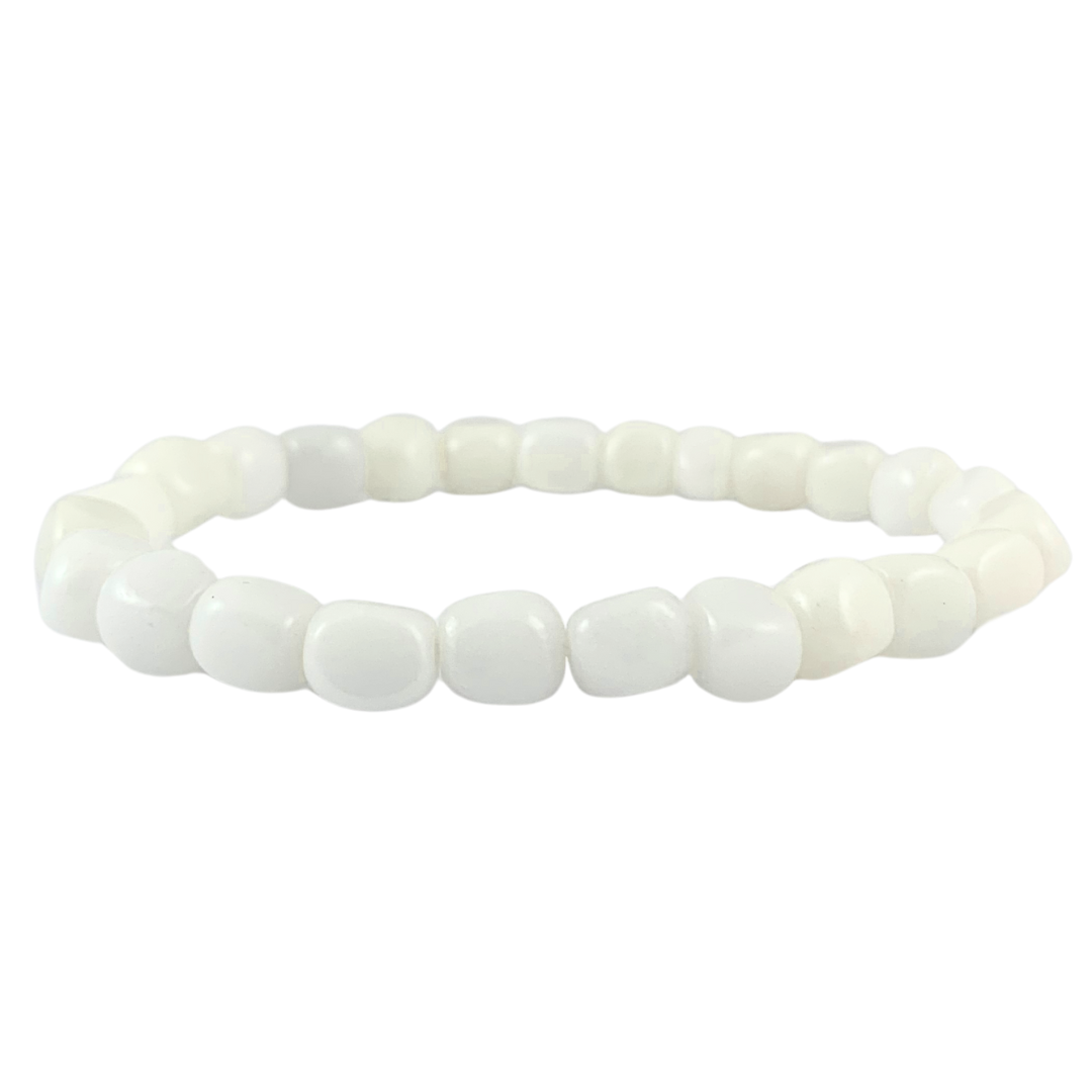 Jade, White Tumbled Bracelet