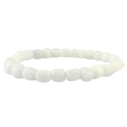 Jade, White Tumbled Bracelet