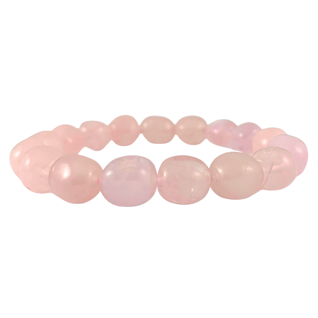 Quartz, Rose Tumbled Stone Bracelets-8-10mm